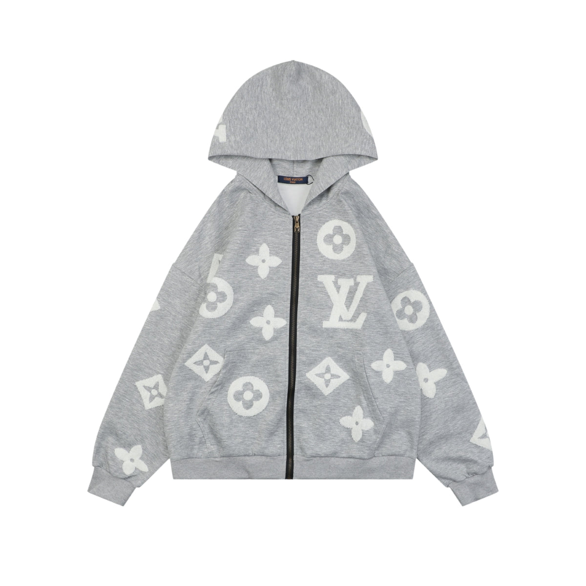 Louis Vuitton All-Over LV Monogram Terry Full-Zip Hoodie | Grey | LV-AO-MON-TRY-FZ-HDY-GRY