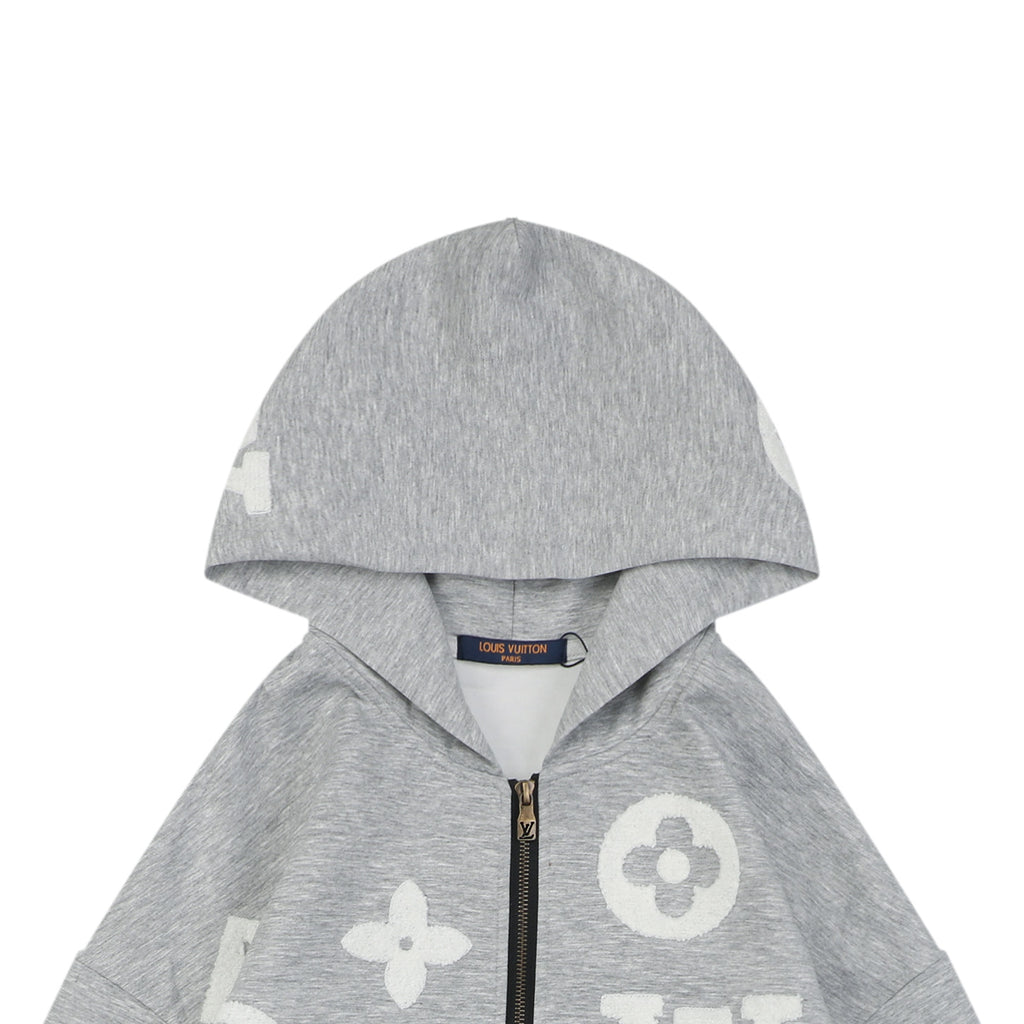 Louis Vuitton All-Over LV Monogram Terry Full-Zip Hoodie | Grey | LV-AO-MON-TRY-FZ-HDY-GRY