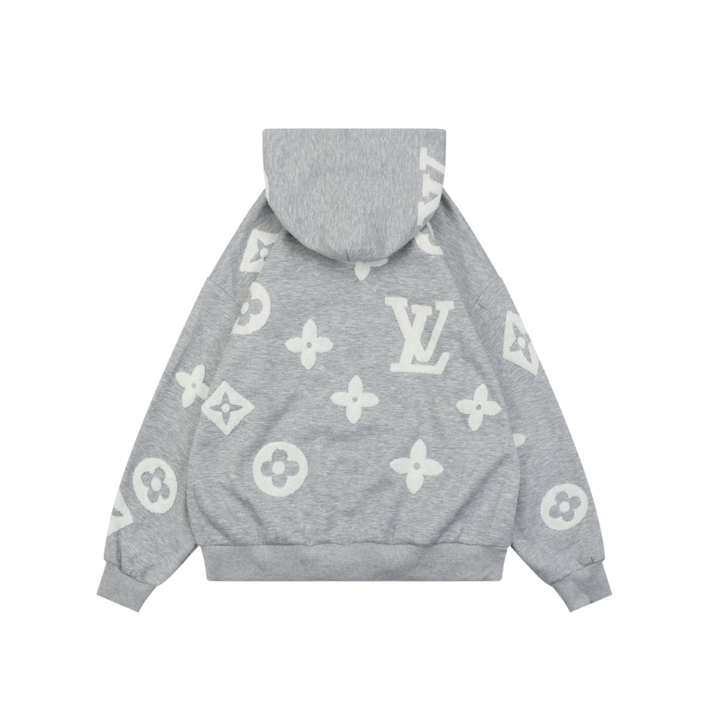 Louis Vuitton All-Over LV Monogram Terry Full-Zip Hoodie | Grey | LV-AO-MON-TRY-FZ-HDY-GRY