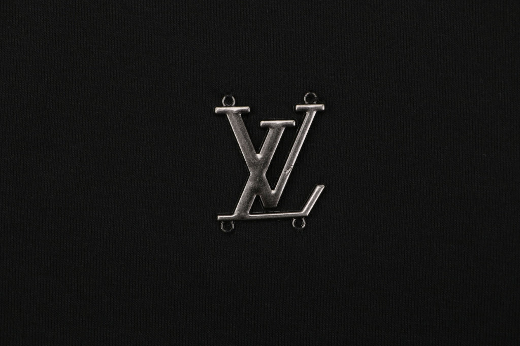 Louis Vuitton Metallic LV Monogram Small Logo Full-Zip Hoodie | Black | LV-MT-MON-SML-LGO-FZ-HDY-BLK