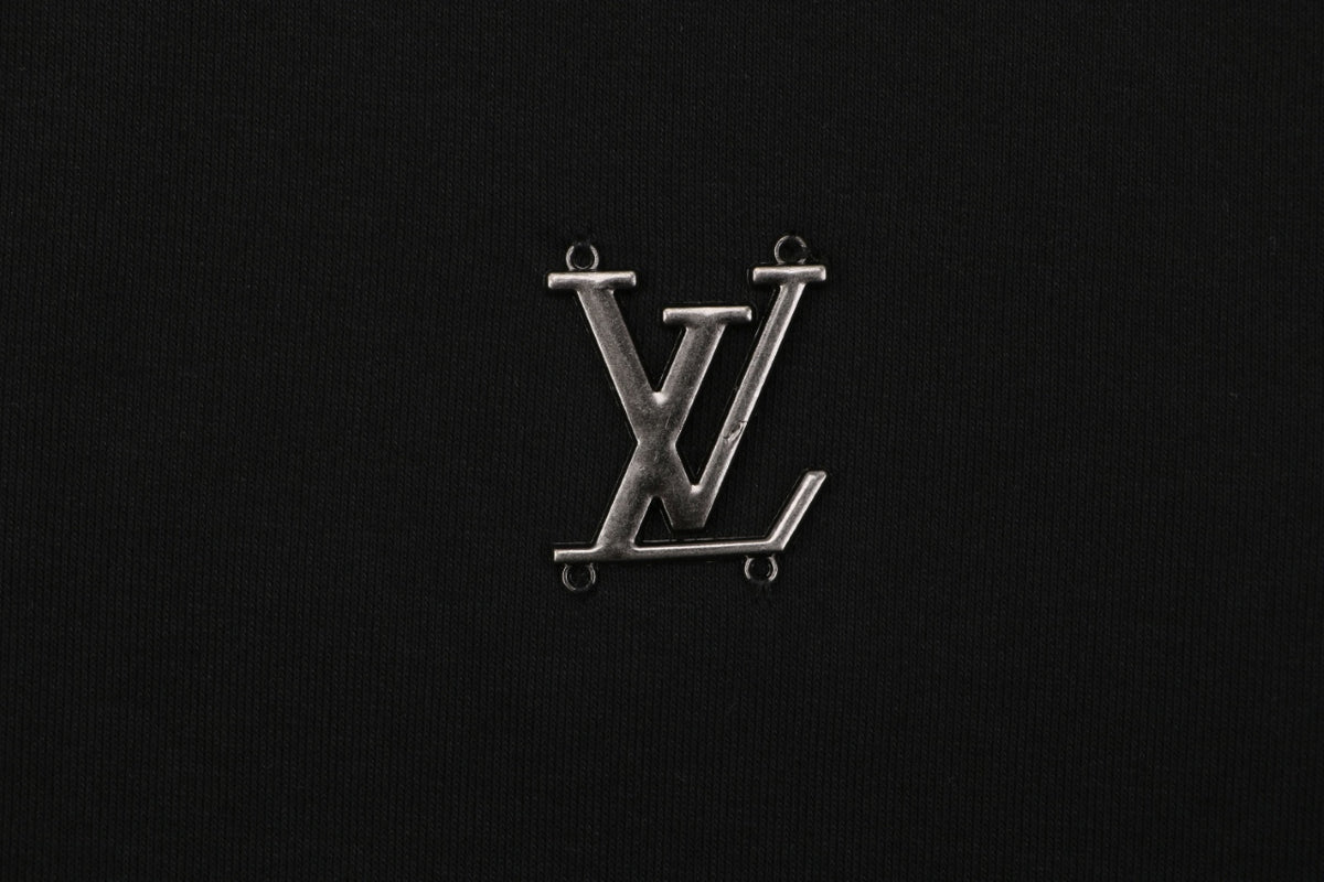 Louis Vuitton Metallic LV Monogram Small Logo Full-Zip Hoodie | Black | LV-MT-MON-SML-LGO-FZ-HDY-BLK