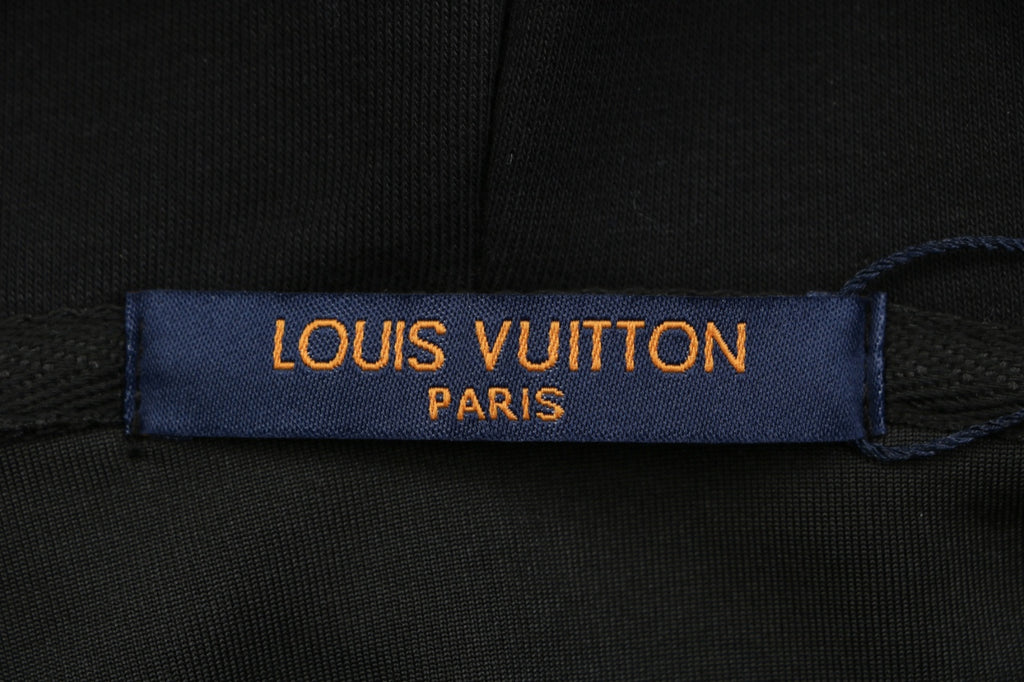 Louis Vuitton Metallic LV Monogram Small Logo Full-Zip Hoodie | Black | LV-MT-MON-SML-LGO-FZ-HDY-BLK