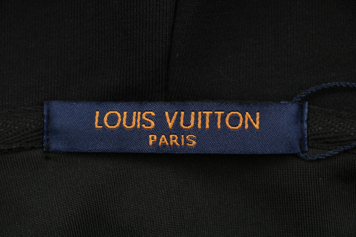 Louis Vuitton Metallic LV Monogram Small Logo Full-Zip Hoodie | Black | LV-MT-MON-SML-LGO-FZ-HDY-BLK