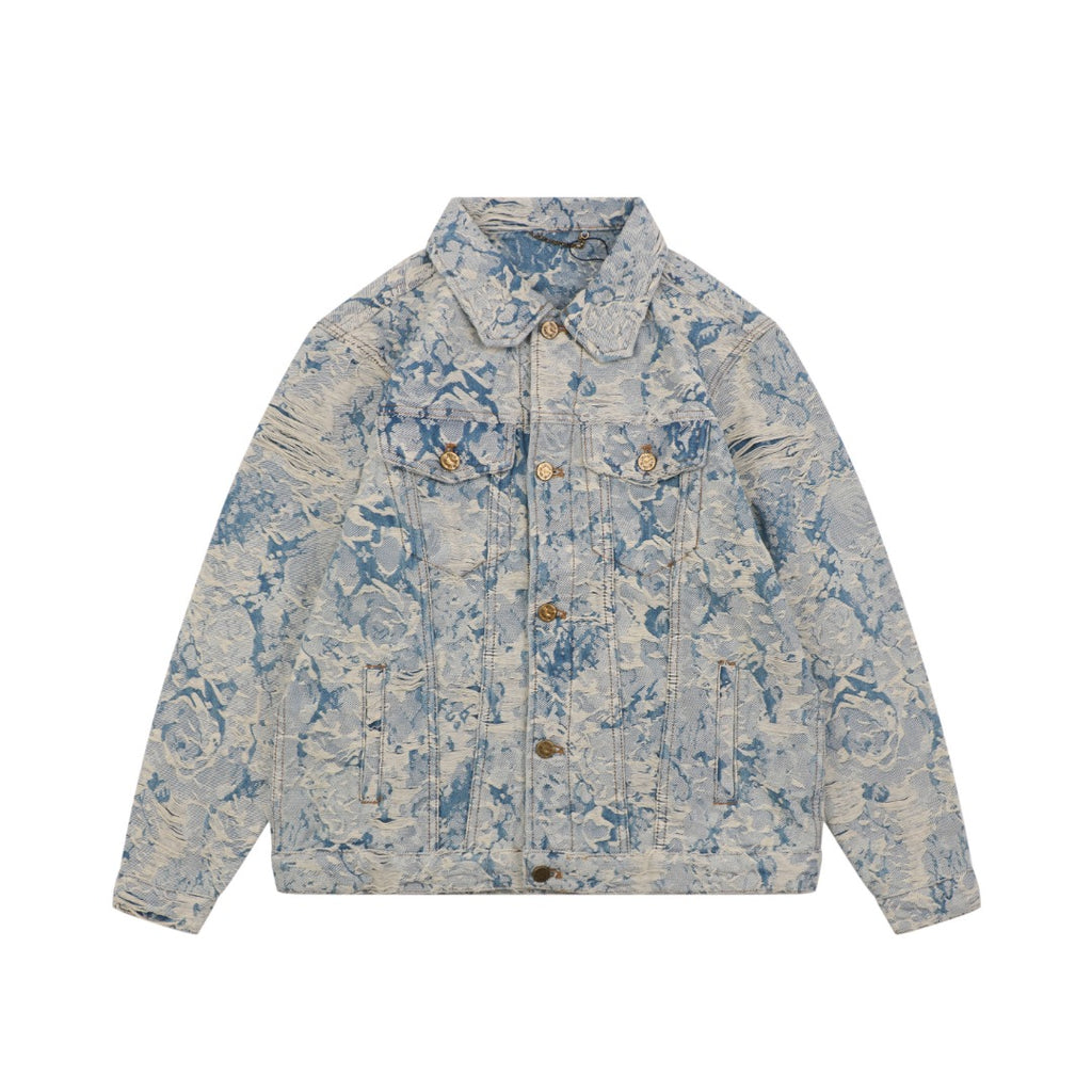 Louis Vuitton Foam Texture All-Over Print Denim Jacket | Blue | LV-FM-TEX-AOP-DNM-JKT-BLU