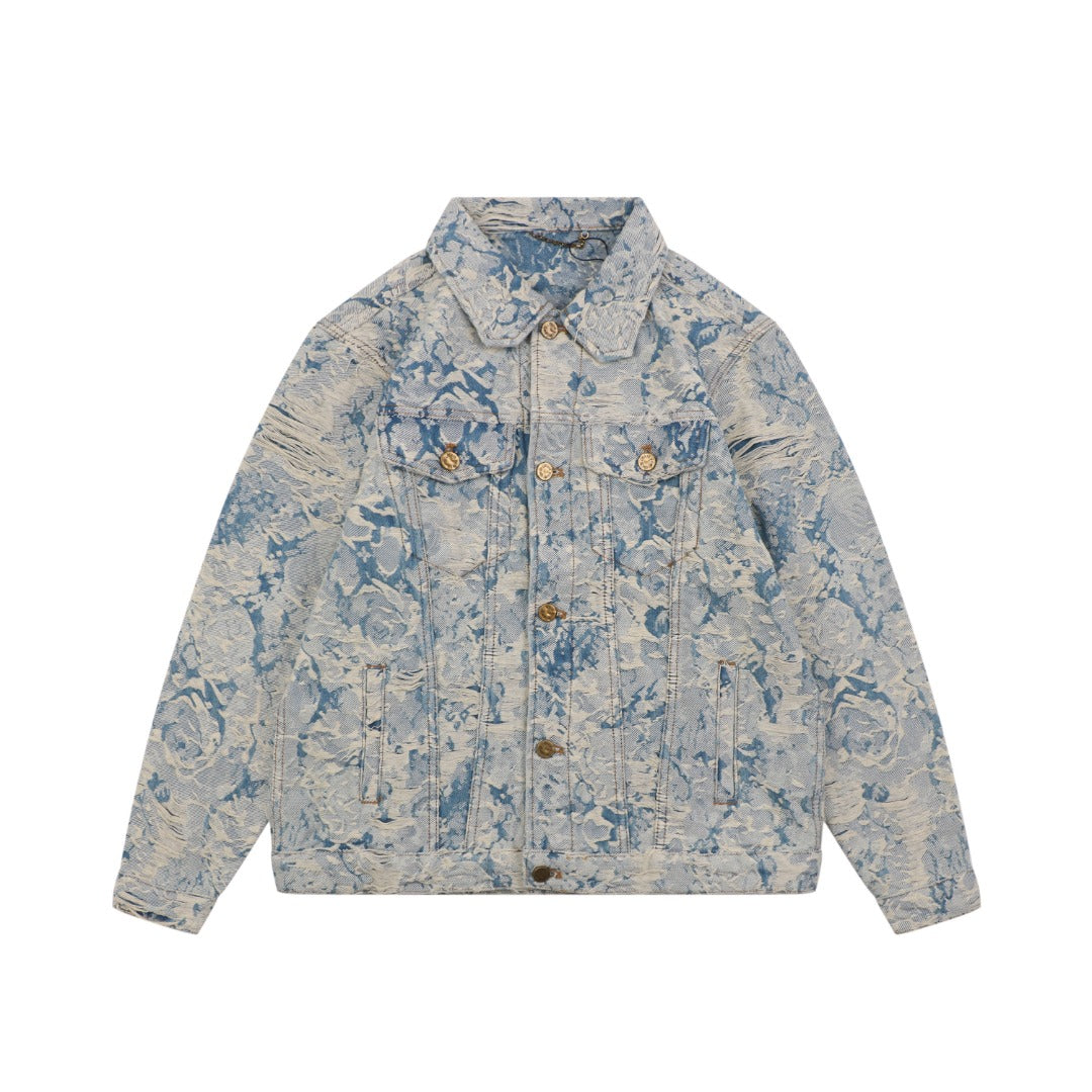 Louis Vuitton Foam Texture All-Over Print Denim Jacket | Blue | LV-FM-TEX-AOP-DNM-JKT-BLU