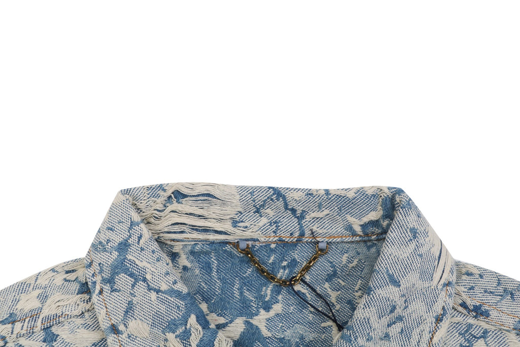 Louis Vuitton Foam Texture All-Over Print Denim Jacket | Blue | LV-FM-TEX-AOP-DNM-JKT-BLU