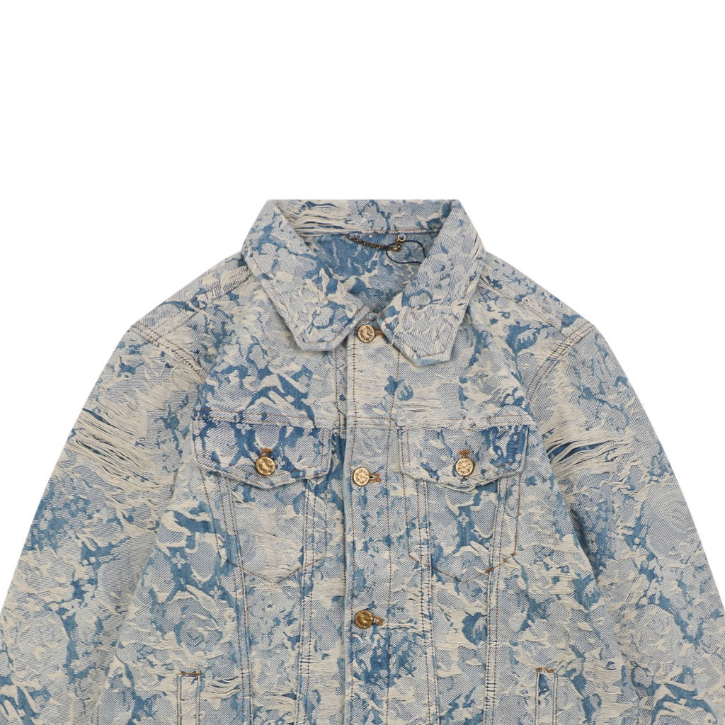 Louis Vuitton Foam Texture All-Over Print Denim Jacket | Blue | LV-FM-TEX-AOP-DNM-JKT-BLU