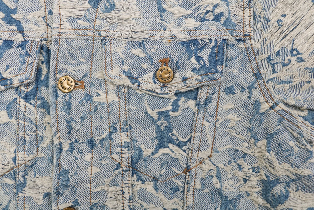 Louis Vuitton Foam Texture All-Over Print Denim Jacket | Blue | LV-FM-TEX-AOP-DNM-JKT-BLU