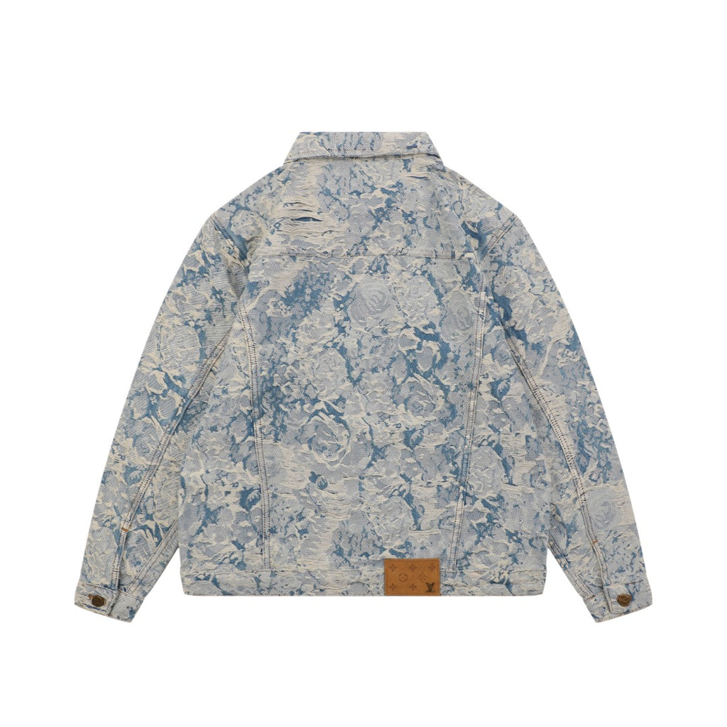 Louis Vuitton Foam Texture All-Over Print Denim Jacket | Blue | LV-FM-TEX-AOP-DNM-JKT-BLU