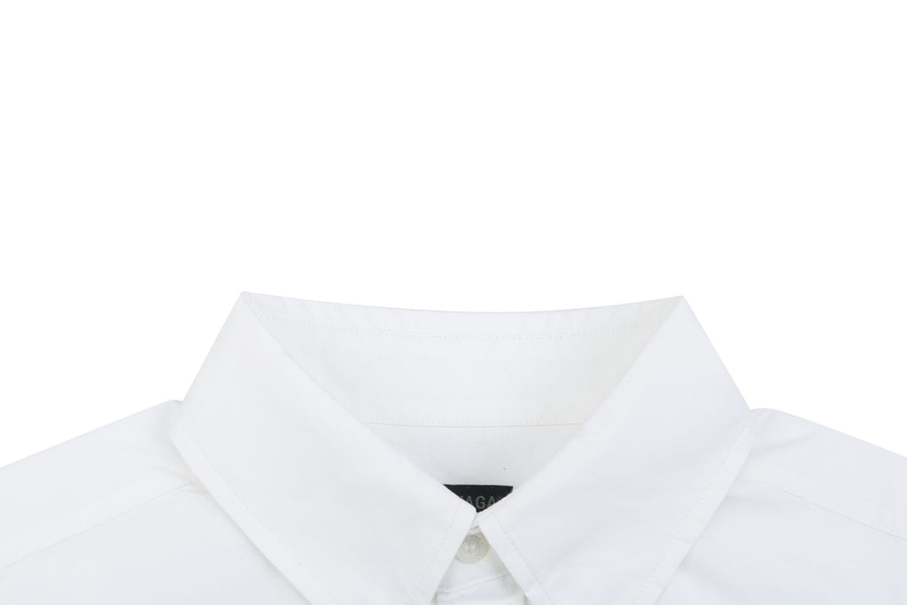 Balenciaga Dual Lion Badge Long Sleeve Shirt | White | BAL-DL-LIO-BGE-LS-SHT-WHT