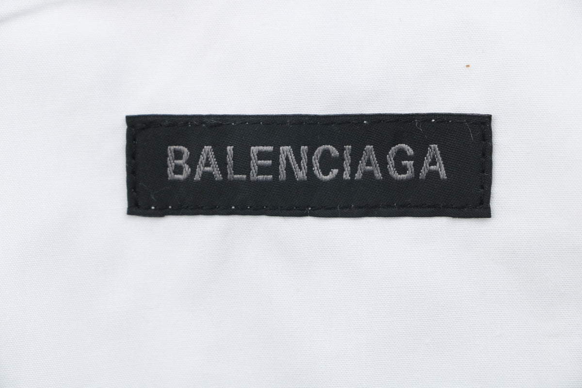Balenciaga Dual Lion Badge Long Sleeve Shirt | White | BAL-DL-LIO-BGE-LS-SHT-WHT