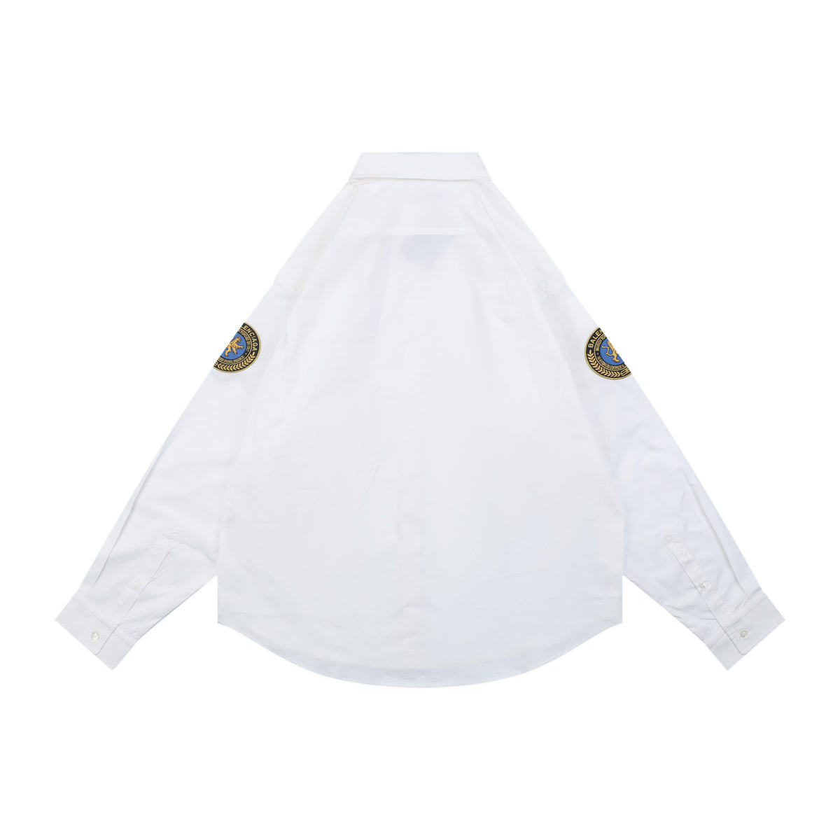 Balenciaga Dual Lion Badge Long Sleeve Shirt | White | BAL-DL-LIO-BGE-LS-SHT-WHT