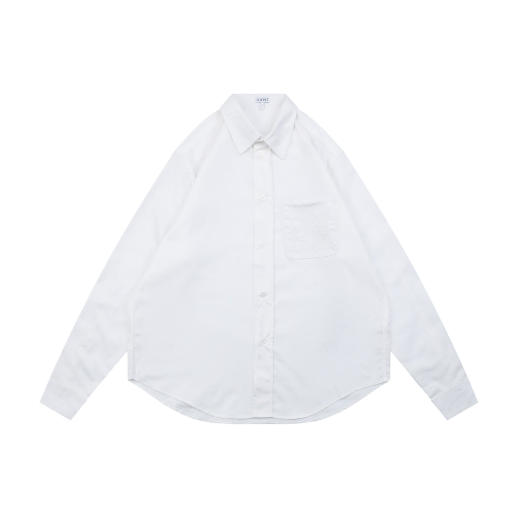 Loewe Tonal Anagram Jacquard Long Sleeve Shirt | White | LOE-TN-ANG-JCQ-LS-SHT-WHT