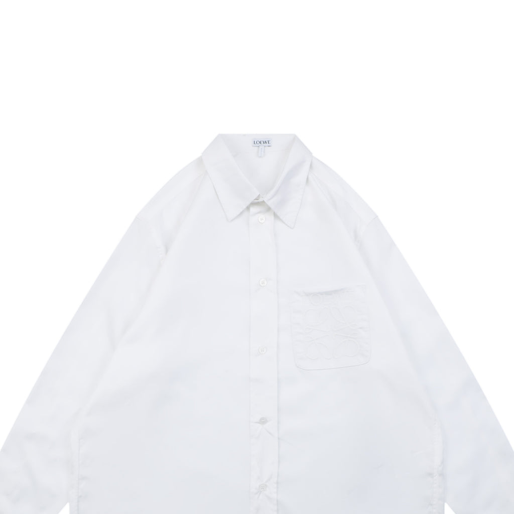 Loewe Tonal Anagram Jacquard Long Sleeve Shirt | White | LOE-TN-ANG-JCQ-LS-SHT-WHT