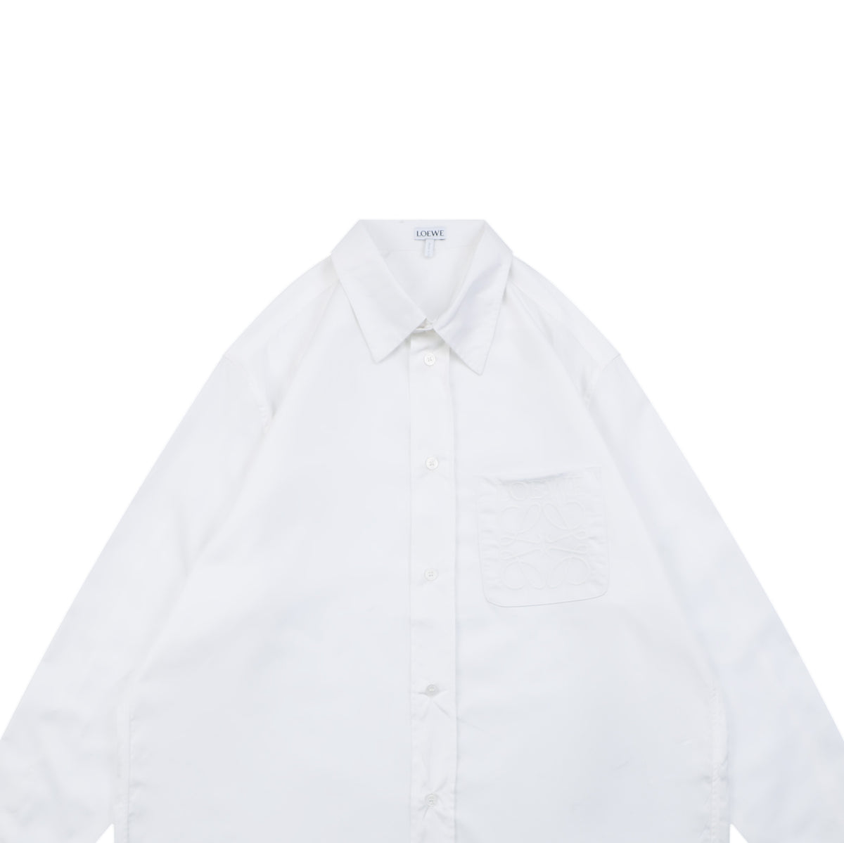Loewe Tonal Anagram Jacquard Long Sleeve Shirt | White | LOE-TN-ANG-JCQ-LS-SHT-WHT