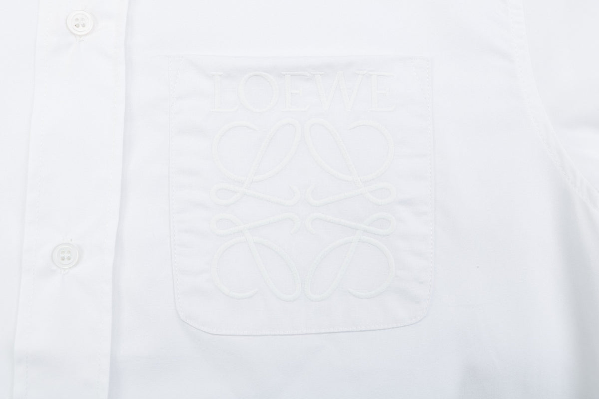Loewe Tonal Anagram Jacquard Long Sleeve Shirt | White | LOE-TN-ANG-JCQ-LS-SHT-WHT