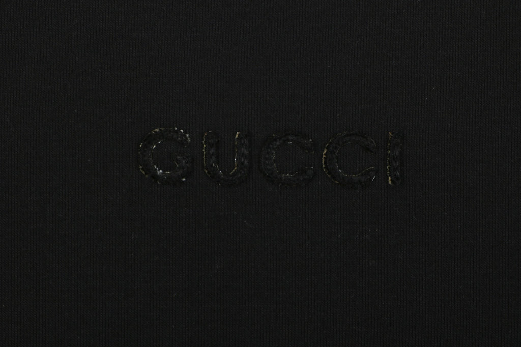 Gucci Tonal G Letter Right Chest Small Appliqué Patch Full-Zip Hoodie | Black | GUC-TN-G-LTR-RT-SML-APL-FZ-HDY-BLK