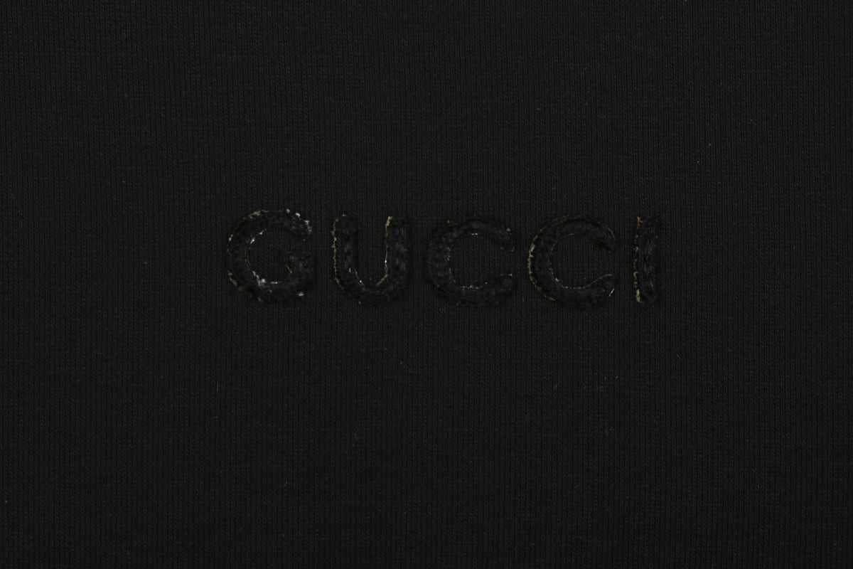 Gucci Tonal G Letter Right Chest Small Appliqué Patch Full-Zip Hoodie | Black | GUC-TN-G-LTR-RT-SML-APL-FZ-HDY-BLK