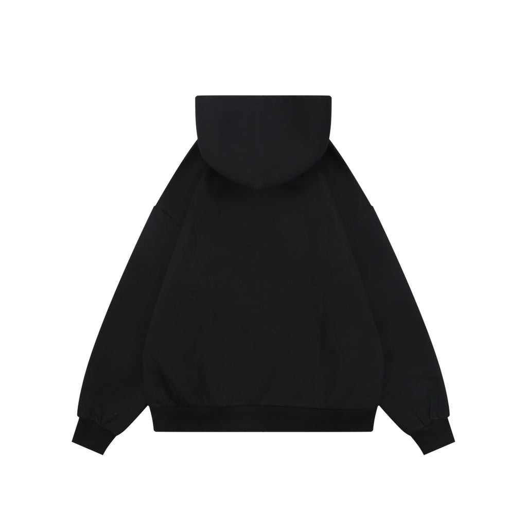 Gucci Tonal G Letter Right Chest Small Appliqué Patch Full-Zip Hoodie | Black | GUC-TN-G-LTR-RT-SML-APL-FZ-HDY-BLK