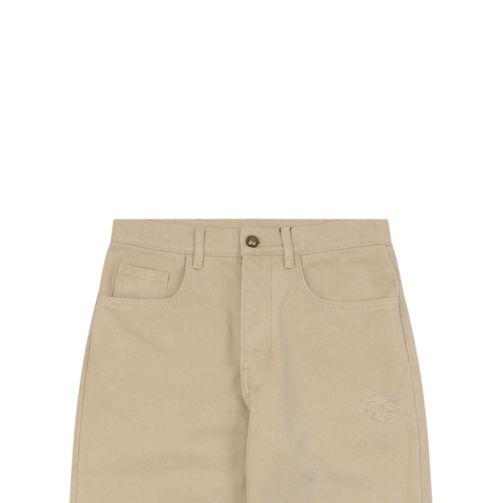 Louis Vuitton Hand-Painted LV Monogram Stitch-Embroidered Denim Jeans | Beige | LV-HP-MON-STH-EMB-DNM-JNS-BGE
