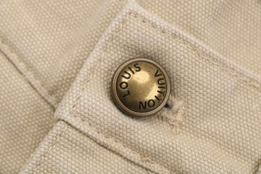 Louis Vuitton Hand-Painted LV Monogram Stitch-Embroidered Denim Jeans | Beige | LV-HP-MON-STH-EMB-DNM-JNS-BGE