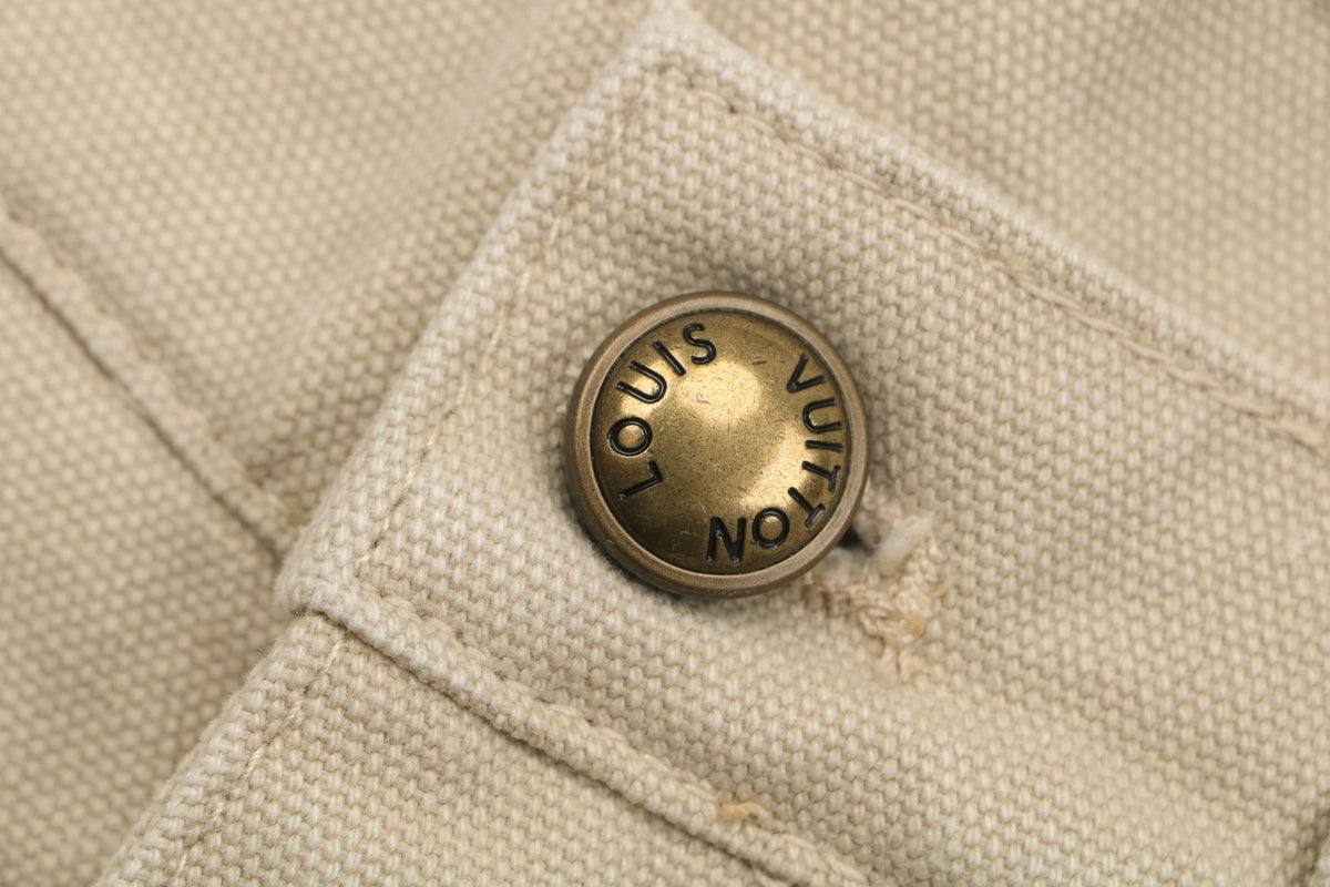Louis Vuitton Hand-Painted LV Monogram Stitch-Embroidered Denim Jeans | Beige | LV-HP-MON-STH-EMB-DNM-JNS-BGE