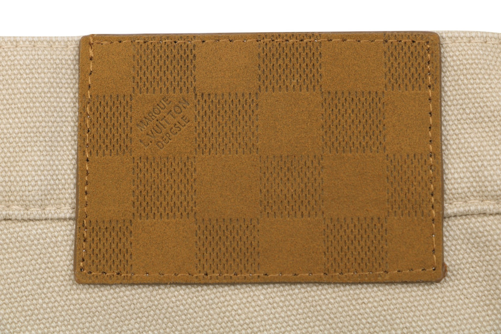 Louis Vuitton Hand-Painted LV Monogram Stitch-Embroidered Denim Jeans | Beige | LV-HP-MON-STH-EMB-DNM-JNS-BGE