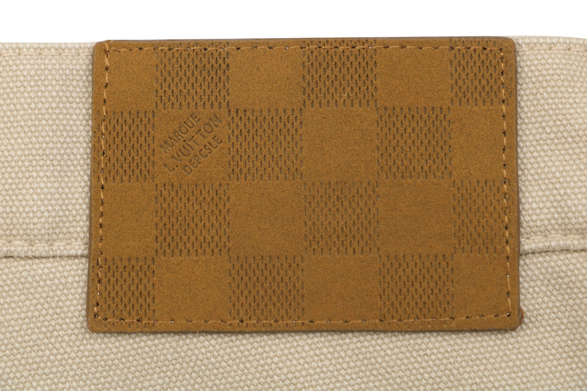 Louis Vuitton Hand-Painted LV Monogram Stitch-Embroidered Denim Jeans | Beige | LV-HP-MON-STH-EMB-DNM-JNS-BGE
