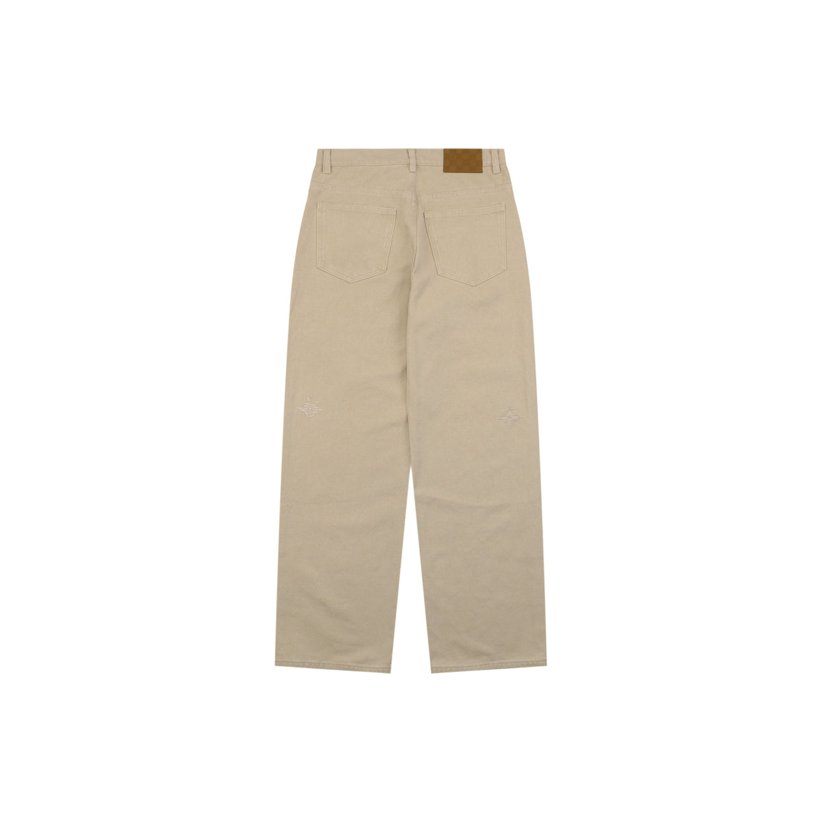 Louis Vuitton Hand-Painted LV Monogram Stitch-Embroidered Denim Jeans | Beige | LV-HP-MON-STH-EMB-DNM-JNS-BGE