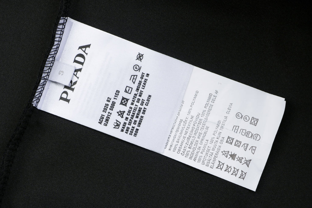 Prada Nylon-Splice Triangle Logo Lower-Right Crew Neck Sweatshirt | Black | PRA-NY-SPL-TRI-LGO-LR-CN-SWT-BLK