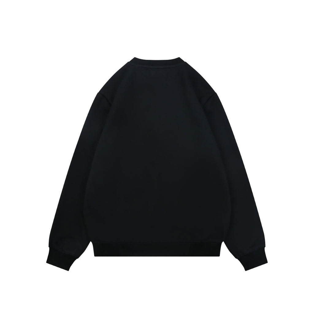Prada Nylon-Splice Triangle Logo Lower-Right Crew Neck Sweatshirt | Black | PRA-NY-SPL-TRI-LGO-LR-CN-SWT-BLK