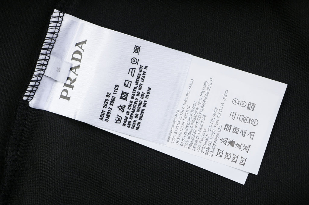 Prada Re-Nylon Sleeve Zip Pocket Triangle Logo Crew Neck Sweatshirt | Black | PRA-NY-SLV-ZIP-PKT-TRI-LGO-CN-SWT-BLK