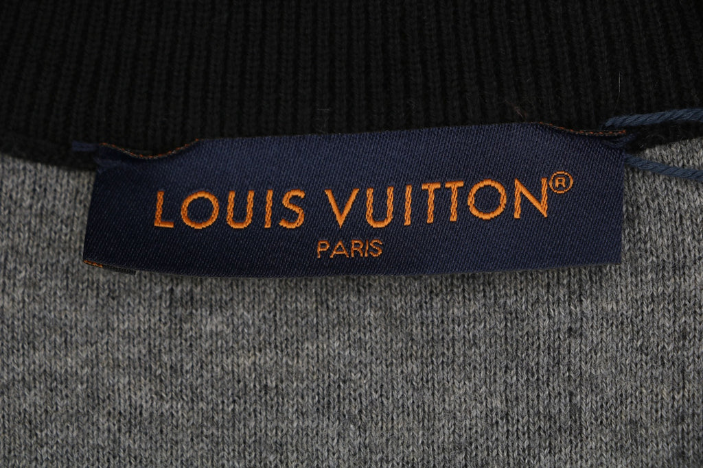 Louis Vuitton LV Monogram Rib-Trim Stand Collar Full-Zip Jacket | Black | LV-MON-RIB-STD-CLR-FZ-JKT-BLK