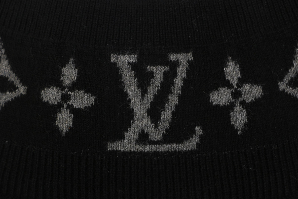 Louis Vuitton LV Monogram Rib-Trim Stand Collar Full-Zip Jacket | Black | LV-MON-RIB-STD-CLR-FZ-JKT-BLK