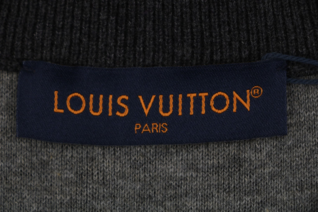 Louis Vuitton LV Monogram Rib-Trim Stand Collar Full-Zip Jacket | Dark Grey | LV-MON-RIB-STD-CLR-FZ-JKT-DGY