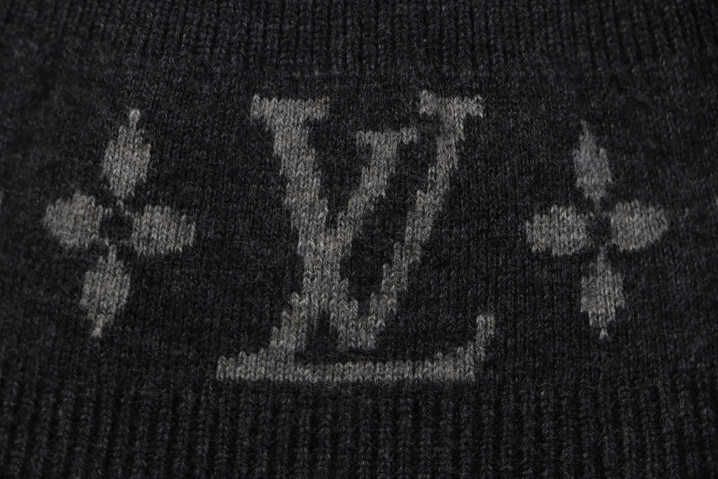 Louis Vuitton LV Monogram Rib-Trim Stand Collar Full-Zip Jacket | Dark Grey | LV-MON-RIB-STD-CLR-FZ-JKT-DGY