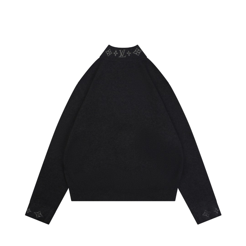 Louis Vuitton LV Monogram Rib-Trim Stand Collar Full-Zip Jacket | Dark Grey | LV-MON-RIB-STD-CLR-FZ-JKT-DGY