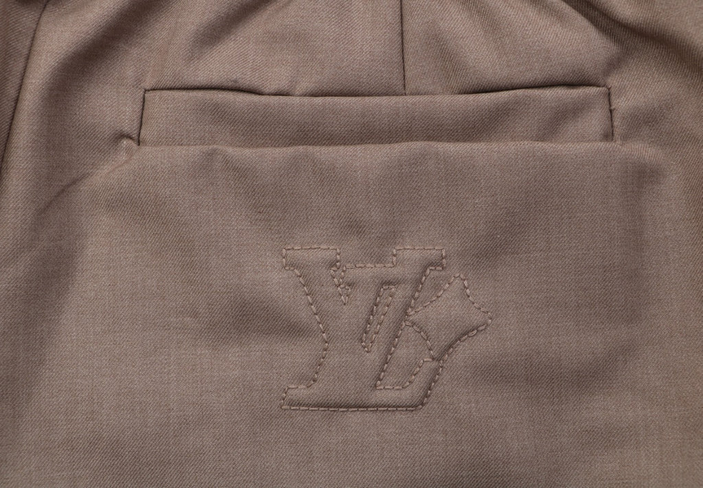 Louis Vuitton Tonal LV Monogram Jacquard Wool Trousers | Taupe | LV-TN-MON-JCQ-WL-TRS-TPE