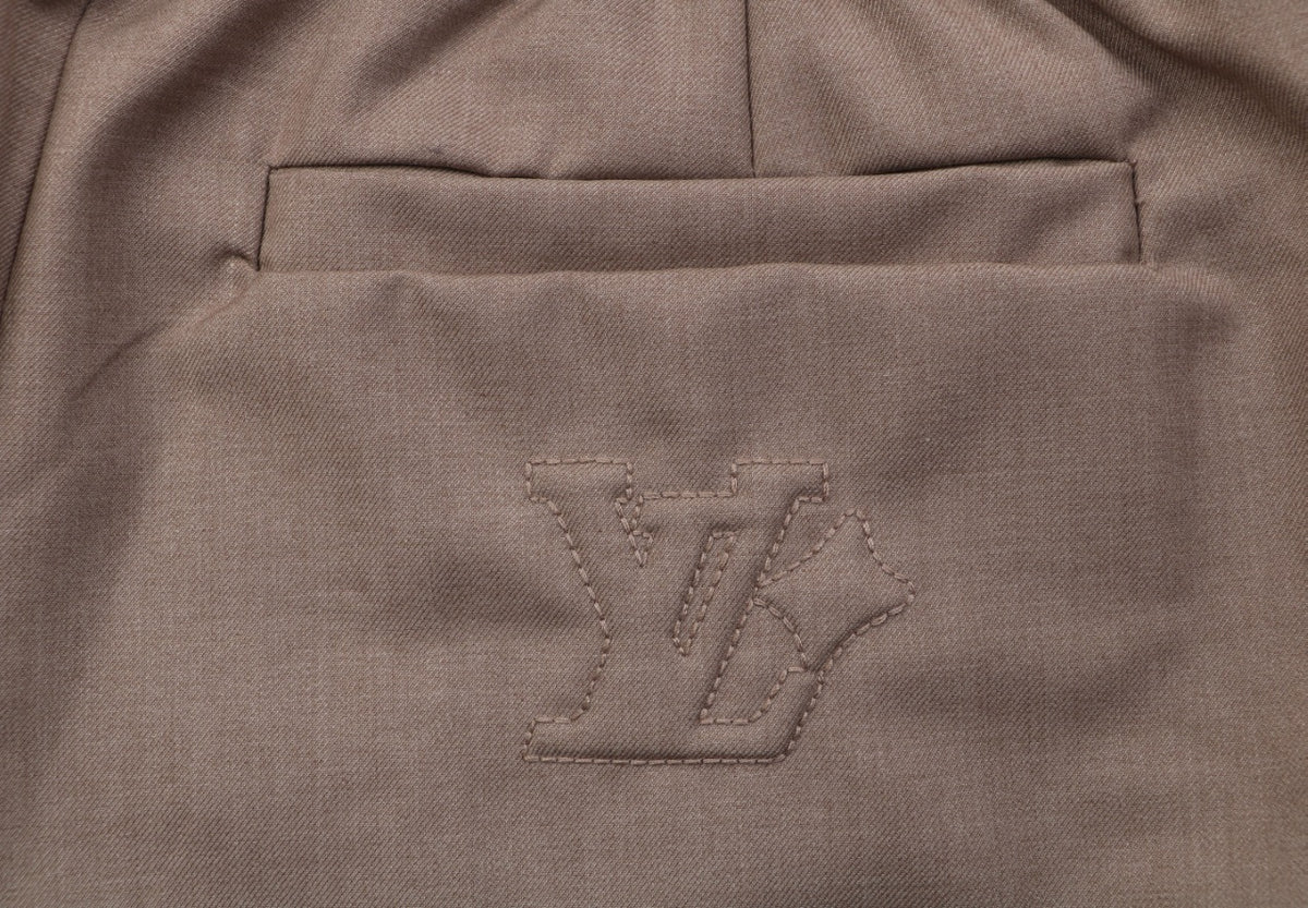 Louis Vuitton Tonal LV Monogram Jacquard Wool Trousers | Taupe | LV-TN-MON-JCQ-WL-TRS-TPE