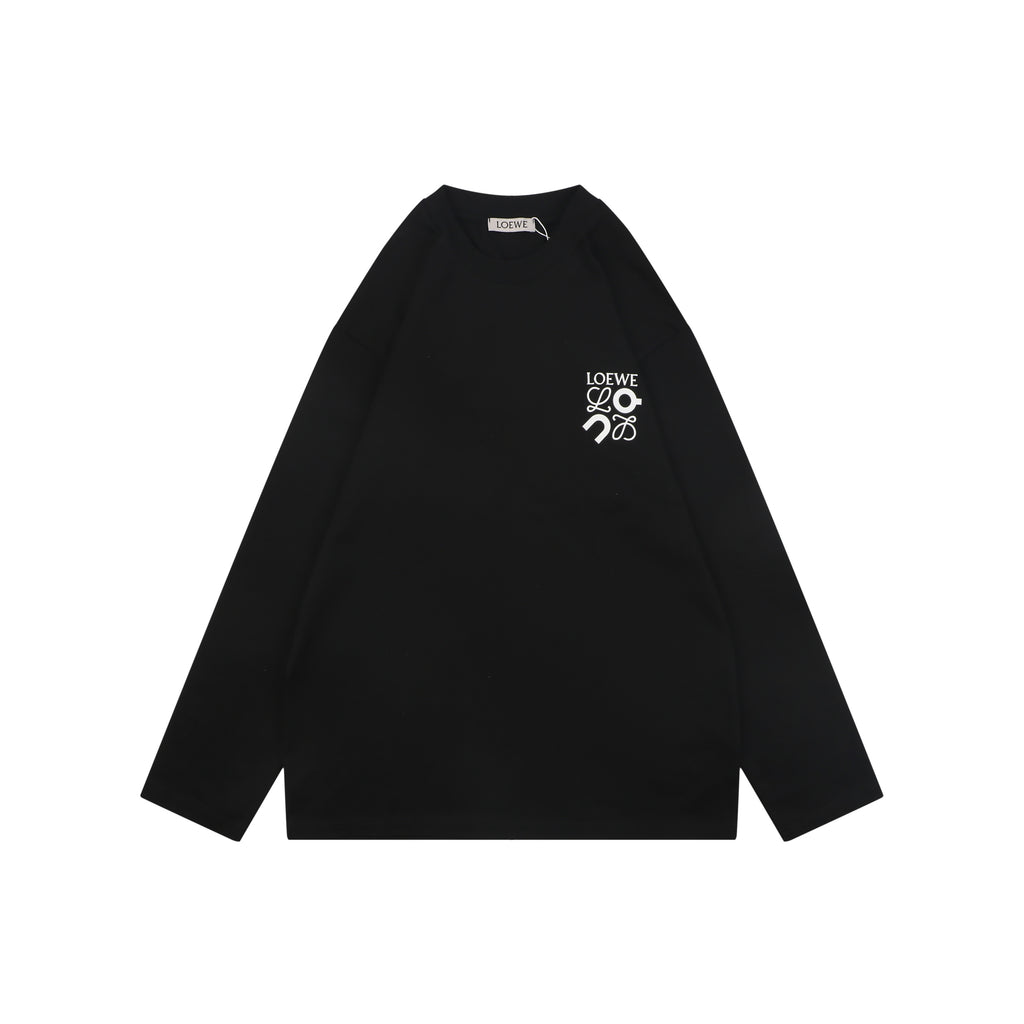 Loewe ON Anagram Graphic Print Long Sleeve T-Shirt | Black | LOE-ON-ANG-GFX-PRT-LS-TSH-BLK