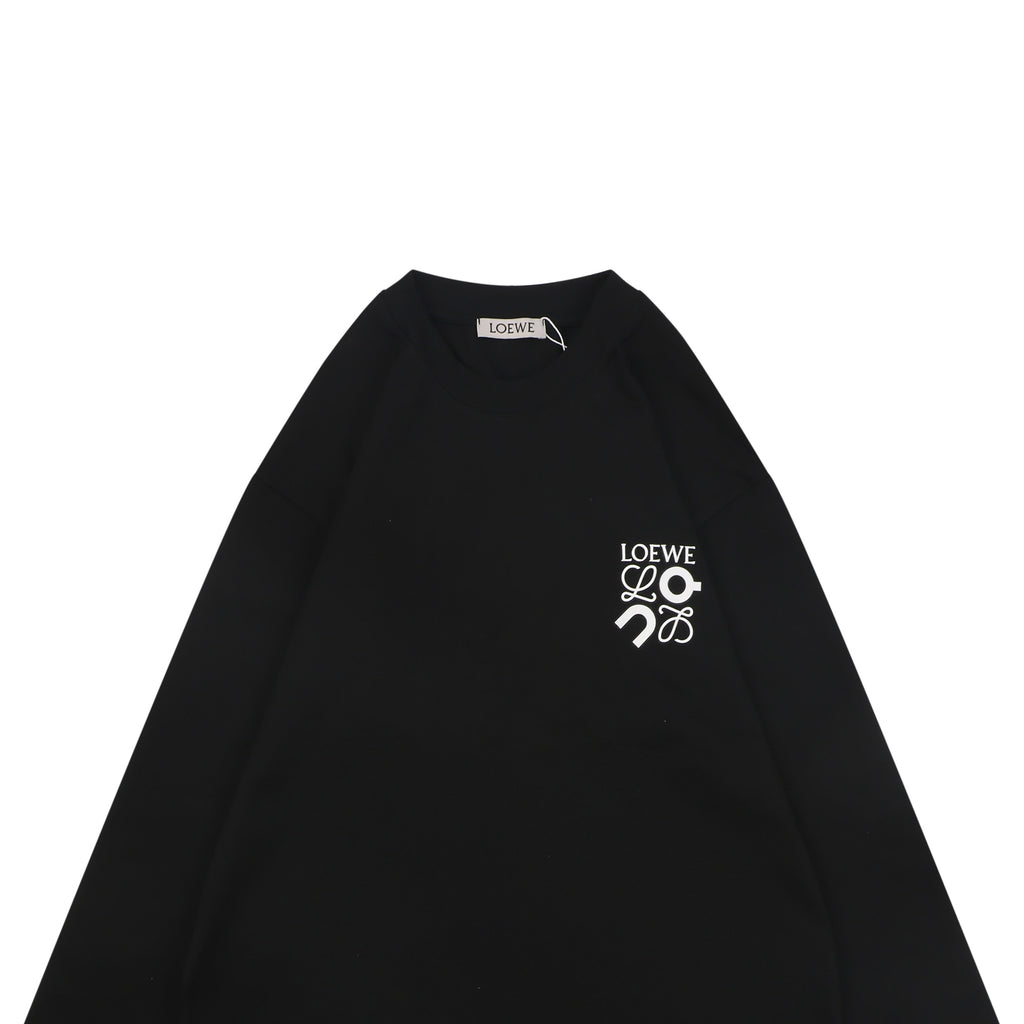 Loewe ON Anagram Graphic Print Long Sleeve T-Shirt | Black | LOE-ON-ANG-GFX-PRT-LS-TSH-BLK