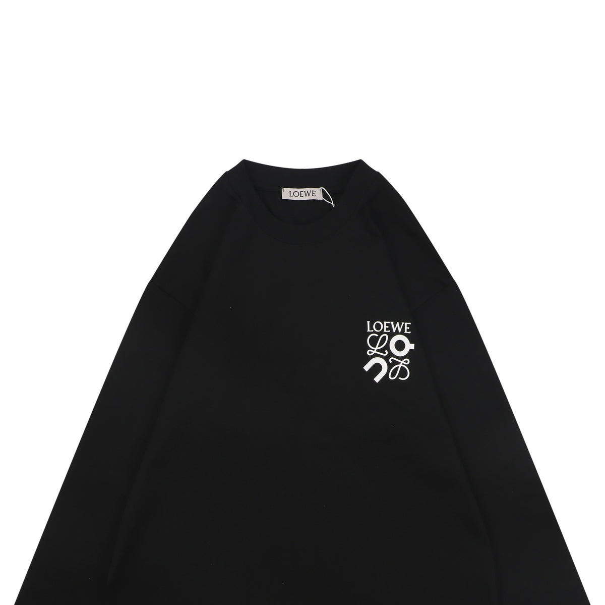Loewe ON Anagram Graphic Print Long Sleeve T-Shirt | Black | LOE-ON-ANG-GFX-PRT-LS-TSH-BLK