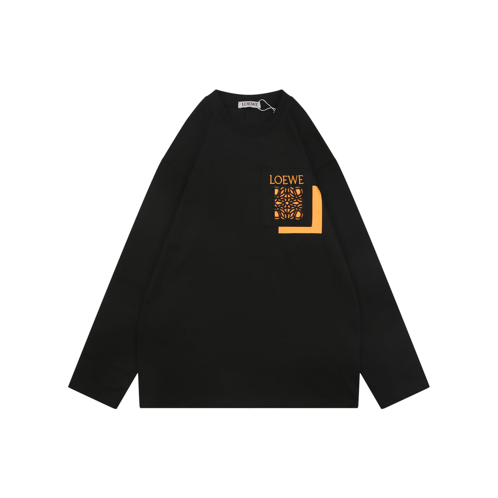 Loewe Border-Frame Anagram Embroidered Long Sleeve T-Shirt | Black | LOE-BDR-FRM-ANG-EMB-LS-TSH-BLK