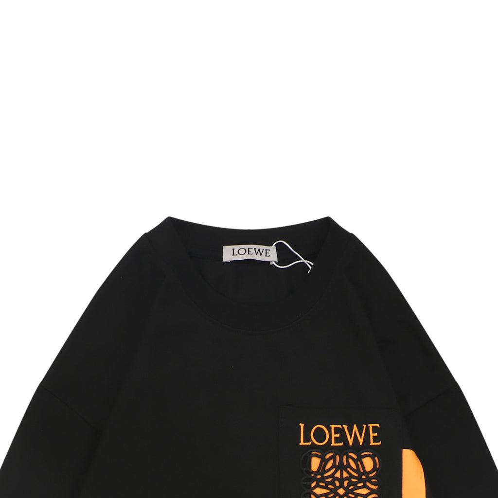 Loewe Border-Frame Anagram Embroidered Long Sleeve T-Shirt | Black | LOE-BDR-FRM-ANG-EMB-LS-TSH-BLK
