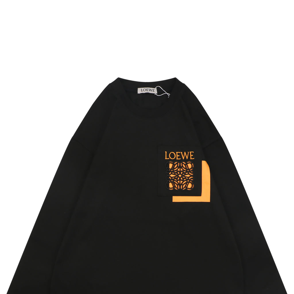 Loewe Border-Frame Anagram Embroidered Long Sleeve T-Shirt | Black | LOE-BDR-FRM-ANG-EMB-LS-TSH-BLK