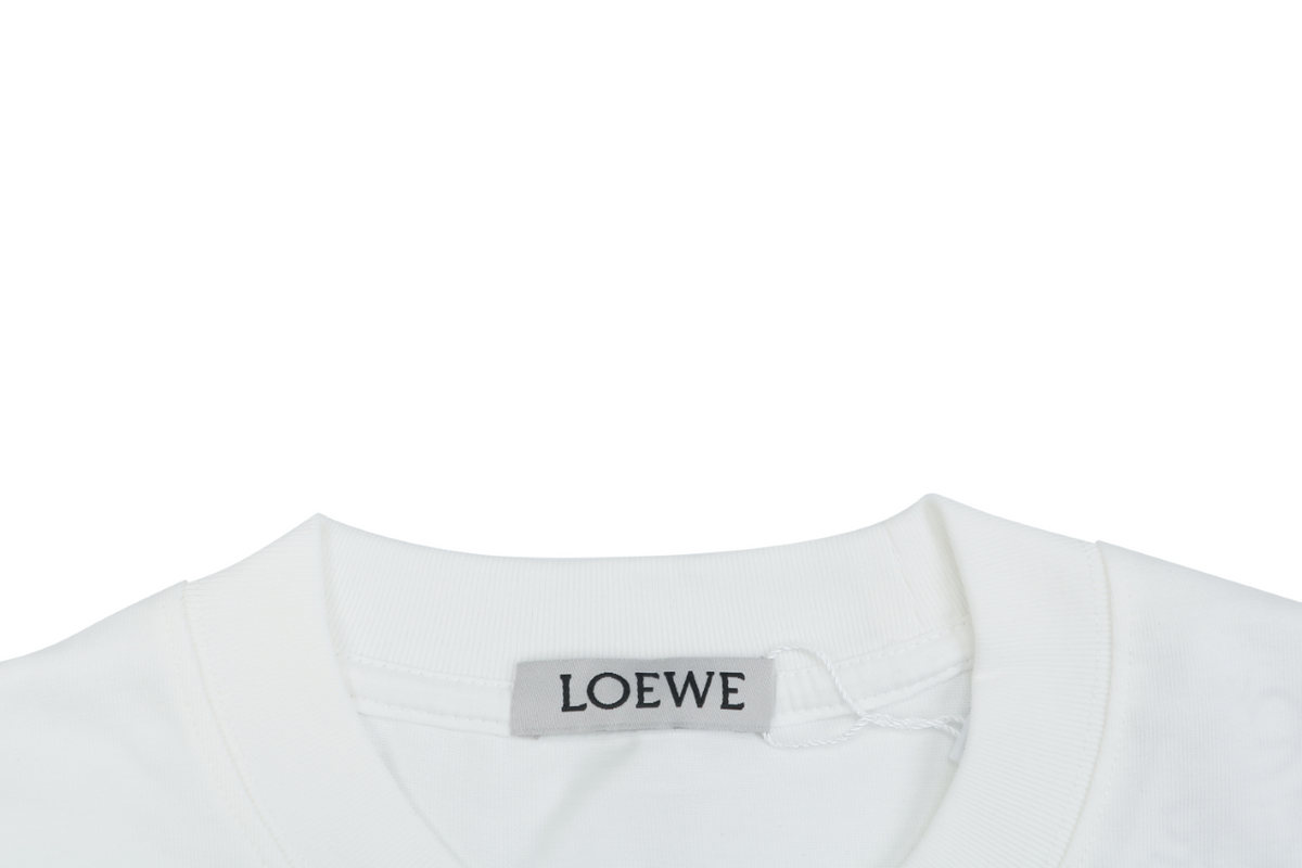 Loewe Border-Frame Anagram Embroidered Long Sleeve T-Shirt | White | LOE-BDR-FRM-ANG-EMB-LS-TSH-WHT