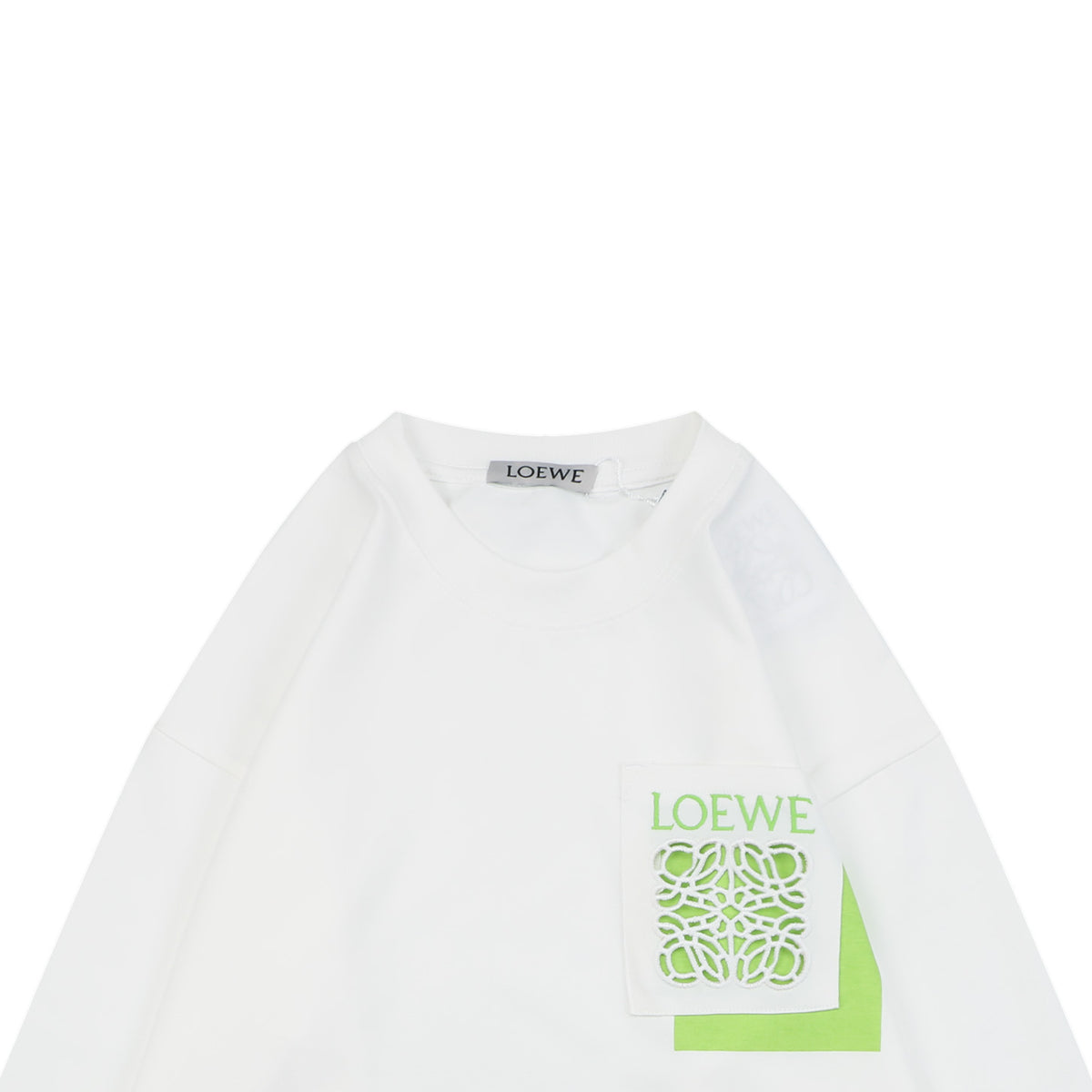 Loewe Border-Frame Anagram Embroidered Long Sleeve T-Shirt | White | LOE-BDR-FRM-ANG-EMB-LS-TSH-WHT
