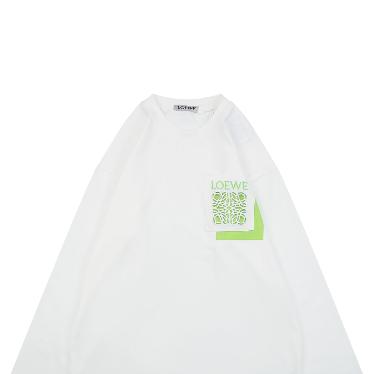 Loewe Border-Frame Anagram Embroidered Long Sleeve T-Shirt | White | LOE-BDR-FRM-ANG-EMB-LS-TSH-WHT