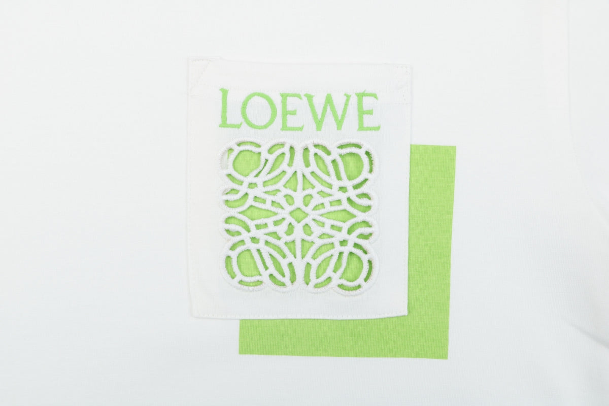 Loewe Border-Frame Anagram Embroidered Long Sleeve T-Shirt | White | LOE-BDR-FRM-ANG-EMB-LS-TSH-WHT