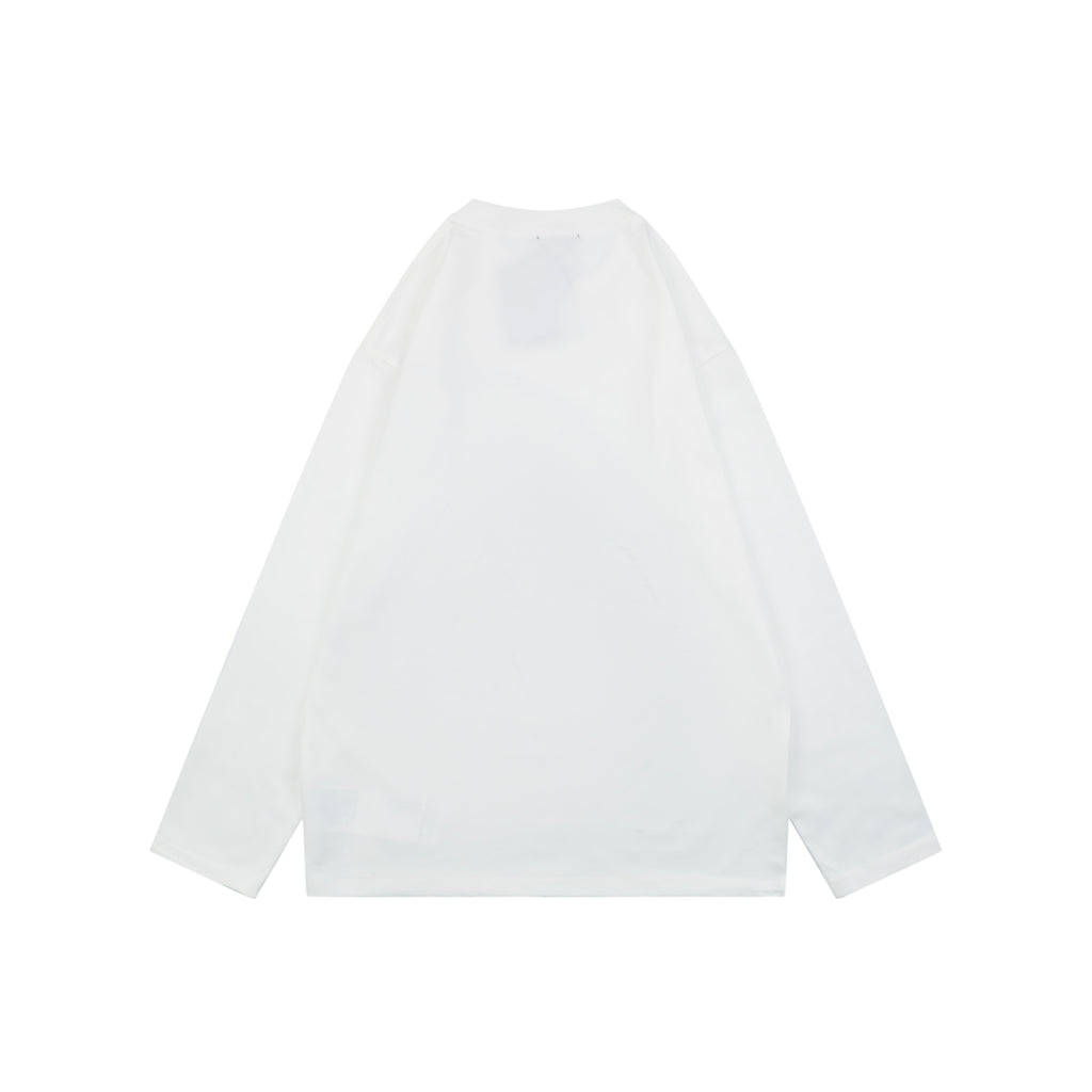 Loewe Border-Frame Anagram Embroidered Long Sleeve T-Shirt | White | LOE-BDR-FRM-ANG-EMB-LS-TSH-WHT